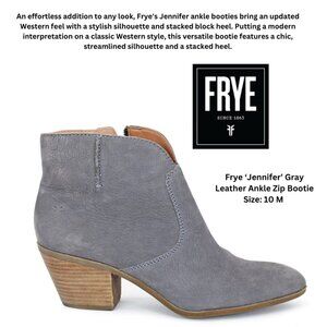 Frye ‘Jennifer’ Gray Leather Ankle Zip Bootie Size: 10 M